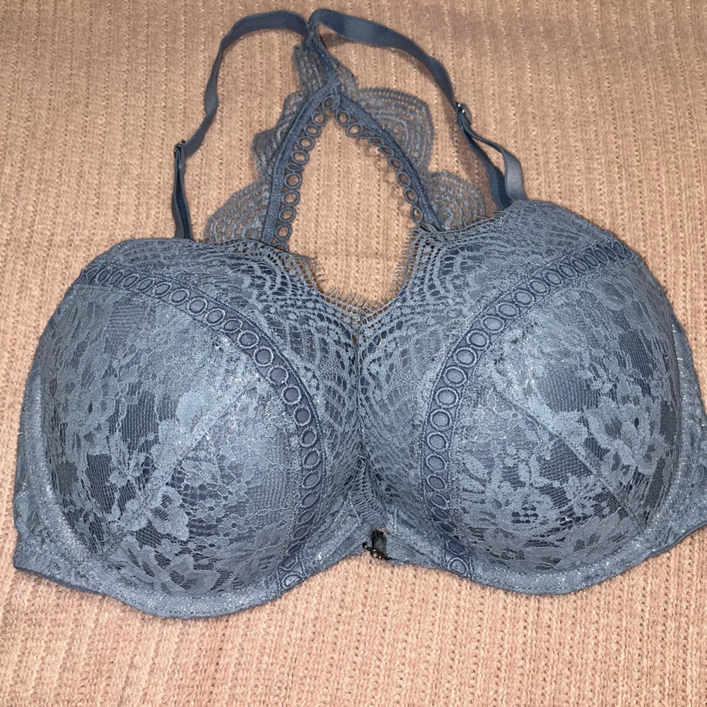 Victoria's Secret Lace Racerback Bra in Slate Blue